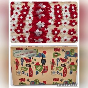 Vintage Italian Christmas Felt Flowers String Lights In Box Silvestri Do Not Wrk